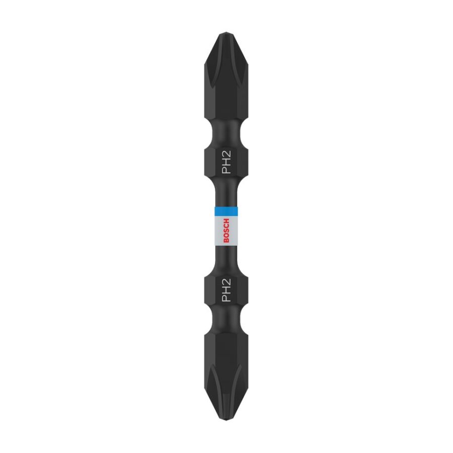 Bosch Bit Ujung Ganda Alur Panjang PRO Impact – PRO Softwood and Stainless Steel Long Groove Double-Ended Impact Bit, PH2, 65 mm, 10 pcs