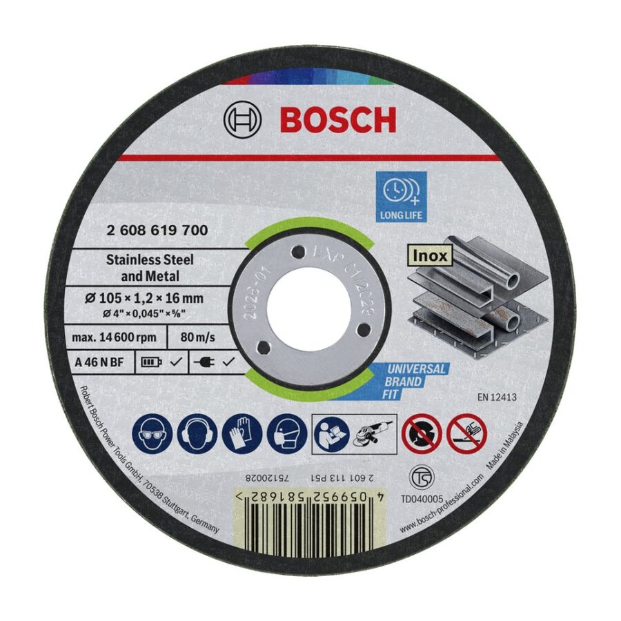 Bosch Mata Gerinda Berpengikat Stainless Steel and Metal 105 x 1.2 x 16 mm