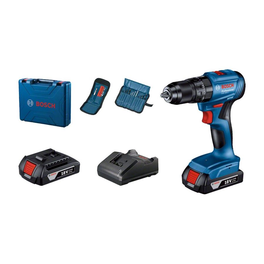 Bosch Professional GSB 185-LI Mesin Bor Tembok Cordless Impact Drill 13mm Set 2 Baterai Original