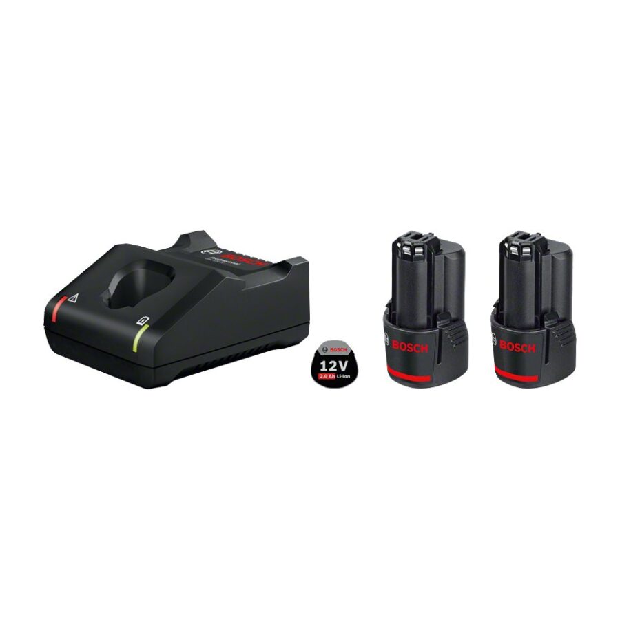 Bosch Professional Starter Set 12V (2× GBA 12V 2.0Ah + GAL 12V-40) Set Baterai + Charger Original